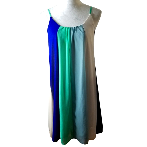 🦋She + Sky Color Block Trapeze Dress - Picture 1 of 7
